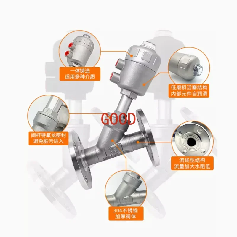 

Stainless steel pneumatic angle seat valve flanged high temperature steam valve pneumatic angle valve