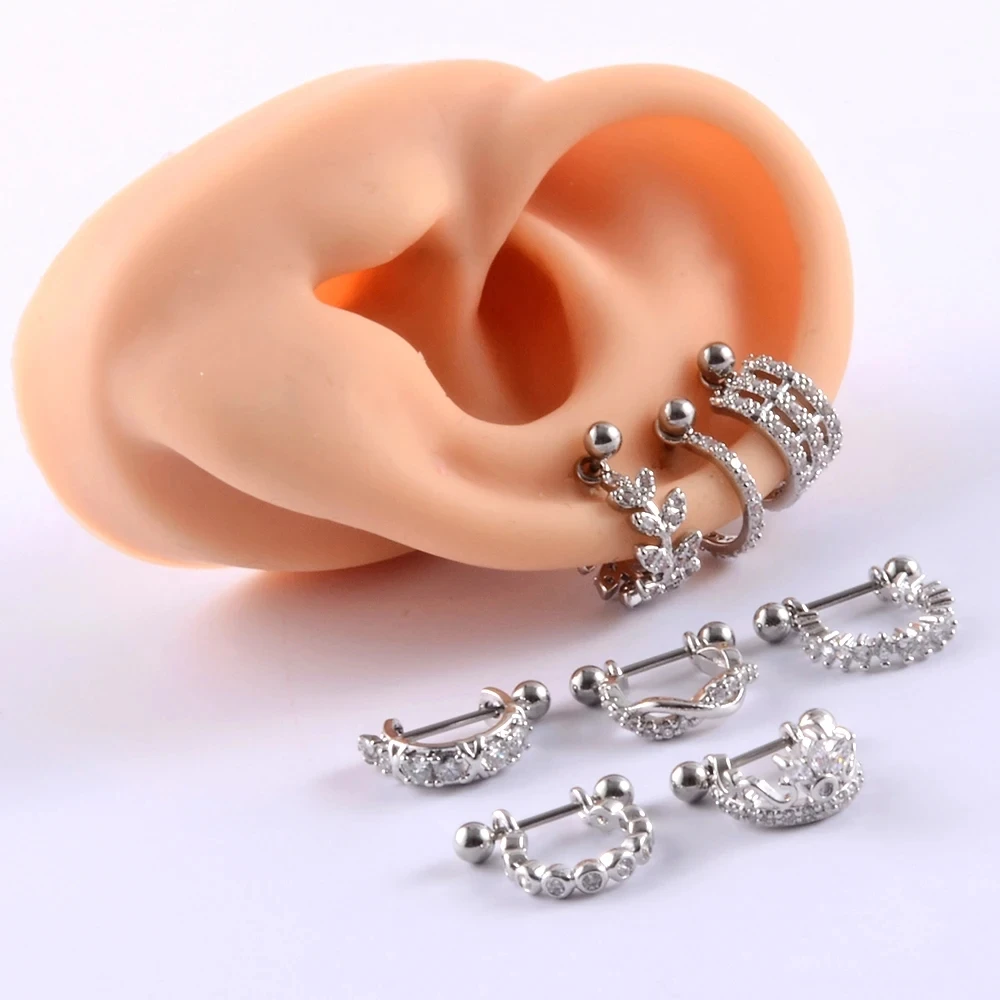 Orelha Cartilagem Barbell Cuff, Helix Tragus Jóias, Daith Rook Lobe Anéis Brinco com CZ Septum Hoop Ring, Piercing, 1 Peça, 20x8mm