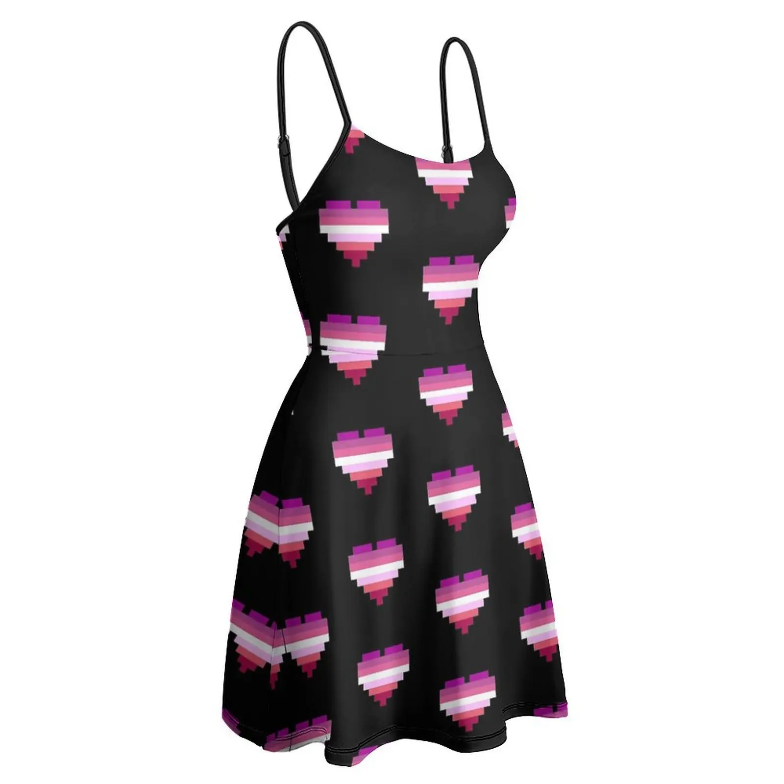 Vestido de tirantes gráfico para mujer, Bandera de orgullo lésbico, Pixel Heart Gamer, regalo de cumpleaños, lindo vestido Sexy para mujer, cócteles