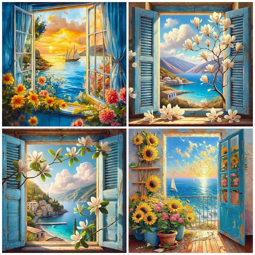 البحر الماس اللوحة المشهد جولة كاملة فسيفساء عباد الشمس اليدوية الحرفية كيت غرفة الأطفال الديكور