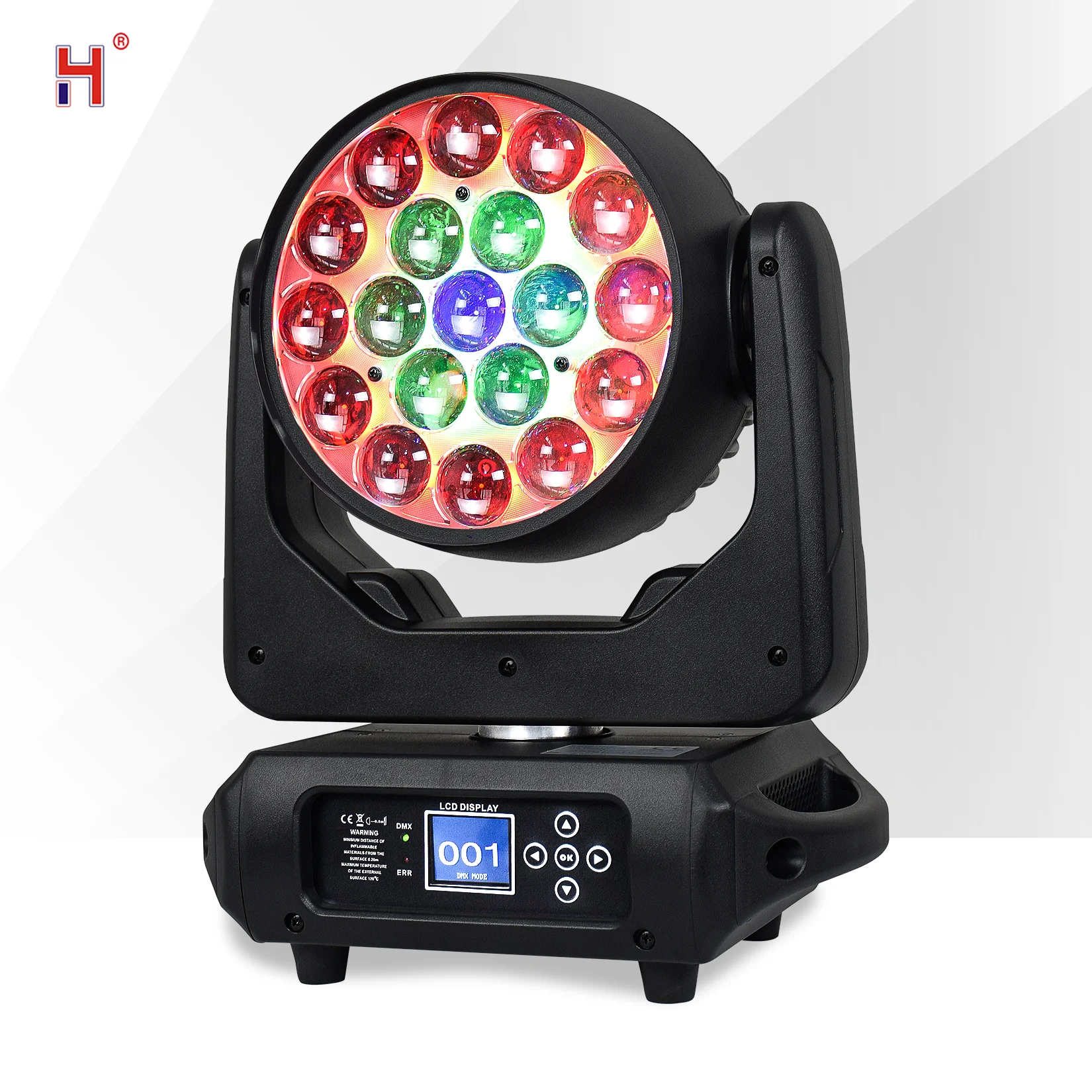 

HongYi Hotsale LED Moving Head Light 19x15W Zoom Beam Wash Stage Lights Proyector RGBW DMX Control For Dj Disco Lights Audience