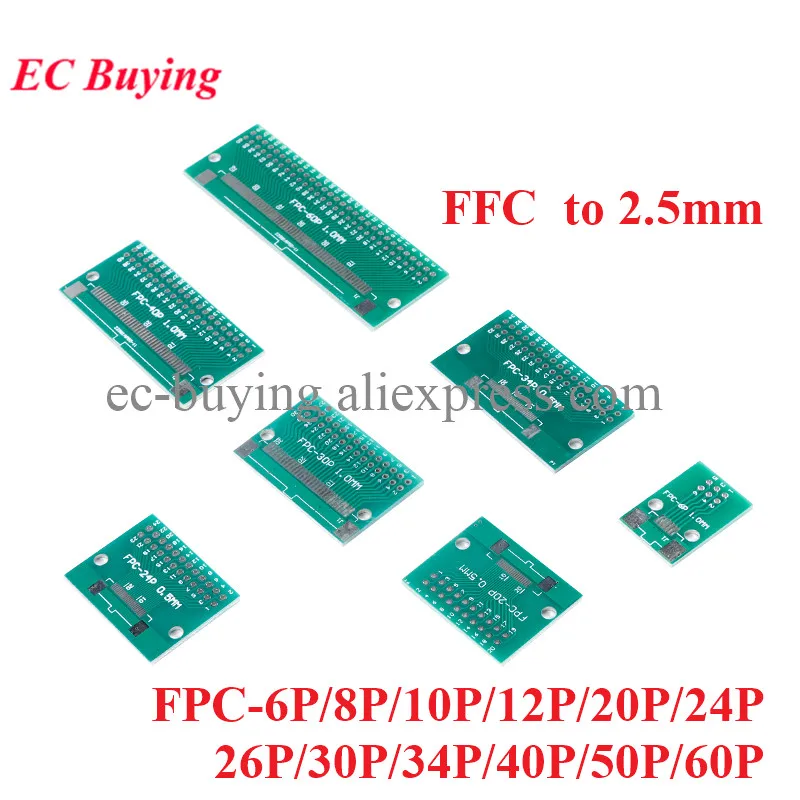 10pcs FFC FPC Flat Cable to 2.54mm Transfer Plate DIP Adapter Board DIY 0.5mm 1mm Spacing Pitch Connector 6P/8P/10P/20P/30P/40P