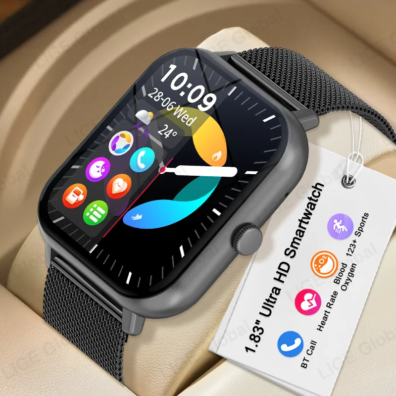 LIGE Neue Smartwatch mit Sprachanruffunktion, 1,83 Zoll HD-Farbdisplay, Gesundheits- und Fitness-Tracking, Smartwatch für Damen und Herren, 100+ Sportarten, Sportarmband