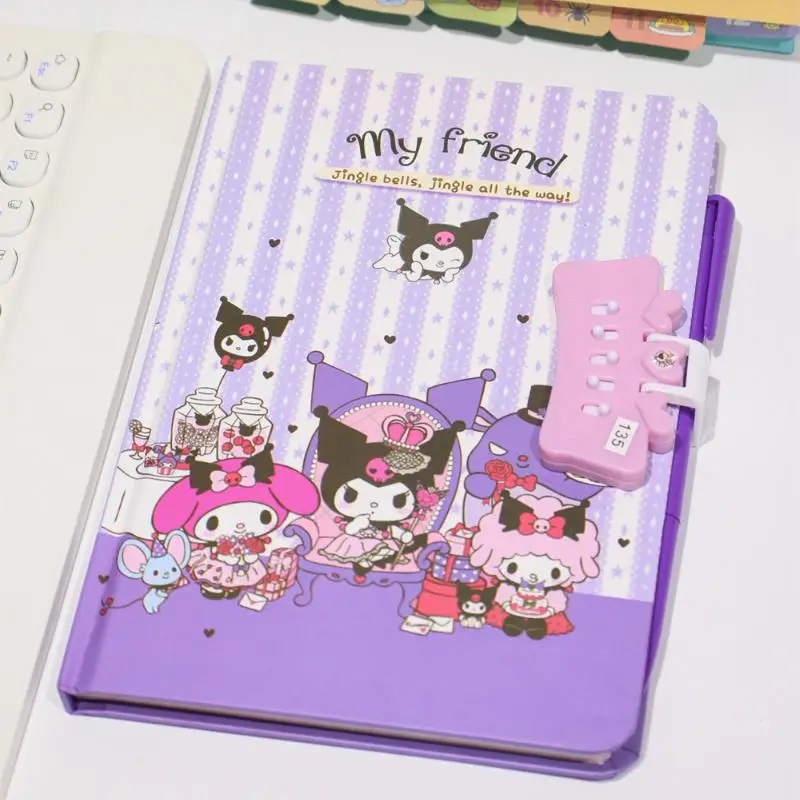 Cartoon Kuromi Cinnamoroll Code Book Study Stationery Student Gifts Prize Boy Girl Kids Notebook Privacy Secrets with Lock Diary