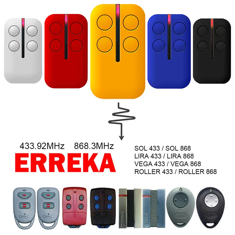 ERREKA ROLLER VEGA LIRA SOL Garage Door Controls / Garage Remote Control Duplicator / Garage Door Control 433.92MHz 868.3MHz