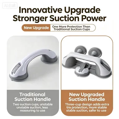 Suction Cup Armrest No Punching, Toilet Safe Handle for the Elderly, Non-Slip and Anti-Drop Toilet Handle