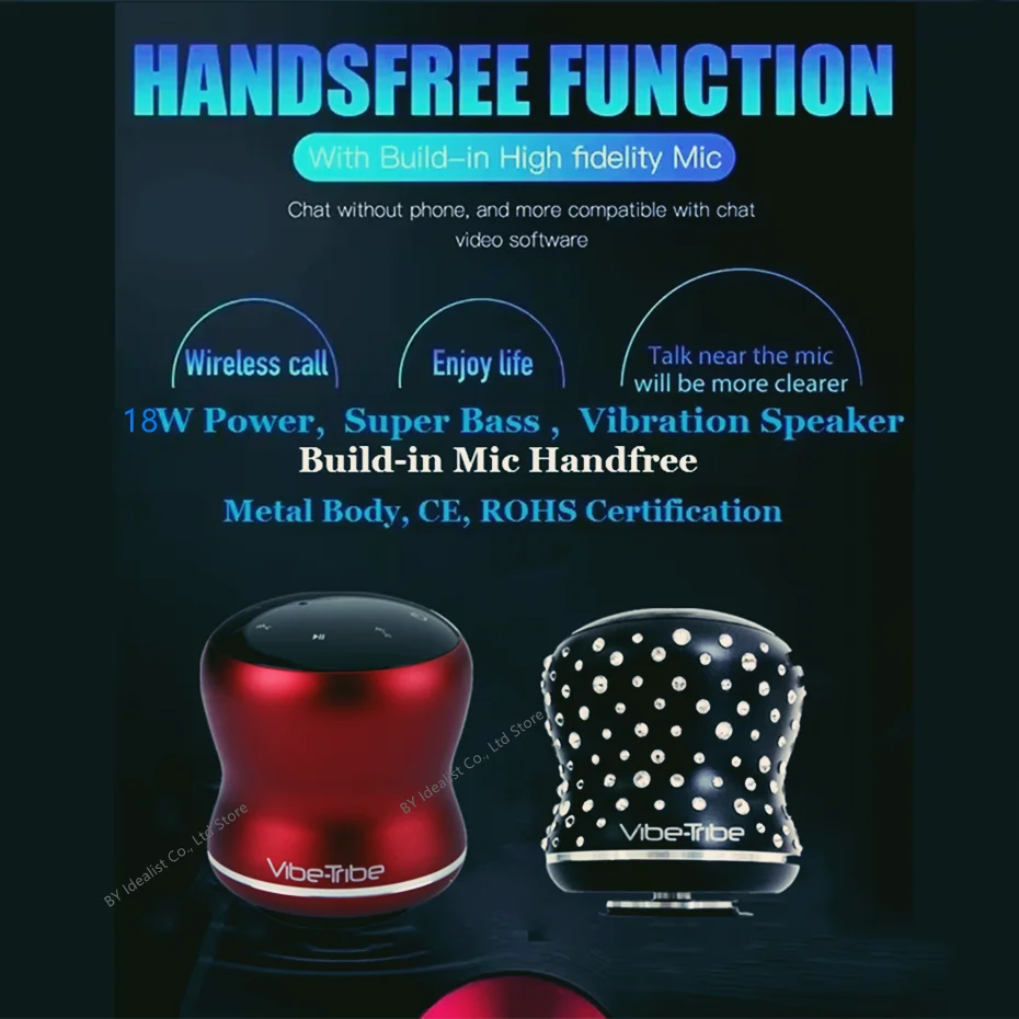 Cristal diamant Bluetooth Vibro haut-parleur Anti voisins Adin haut-parleurs Mini Portable Vibration sans fil caisson de basses basse boîte de son