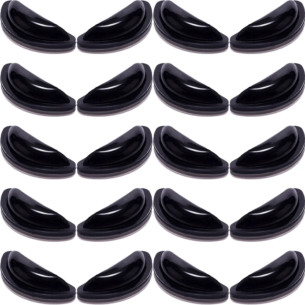 

10 Pairs Black Silicone Nose Pads Nonslip Supple Elevated Glasses Sunglasses Eyeglasses Cushions Soft Anti Replaceable Fit