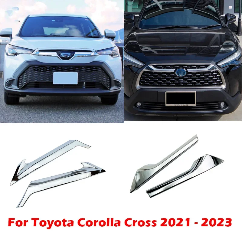 For Toyota Corolla Cross 2021-2023 ABS Chrome  Front Upper Center Grille Grill Mesh Face Decor Strip Cover Trim  Accessories