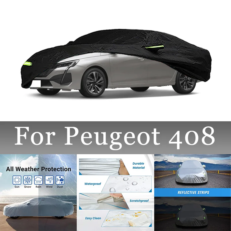 

Для Peugeot 408, внешний автомобильный чехол, уличная защита, полный автомобильный чехол, снежный чехол, солнцезащитный козырек, водонепроницаемые пылезащитные аксессуары