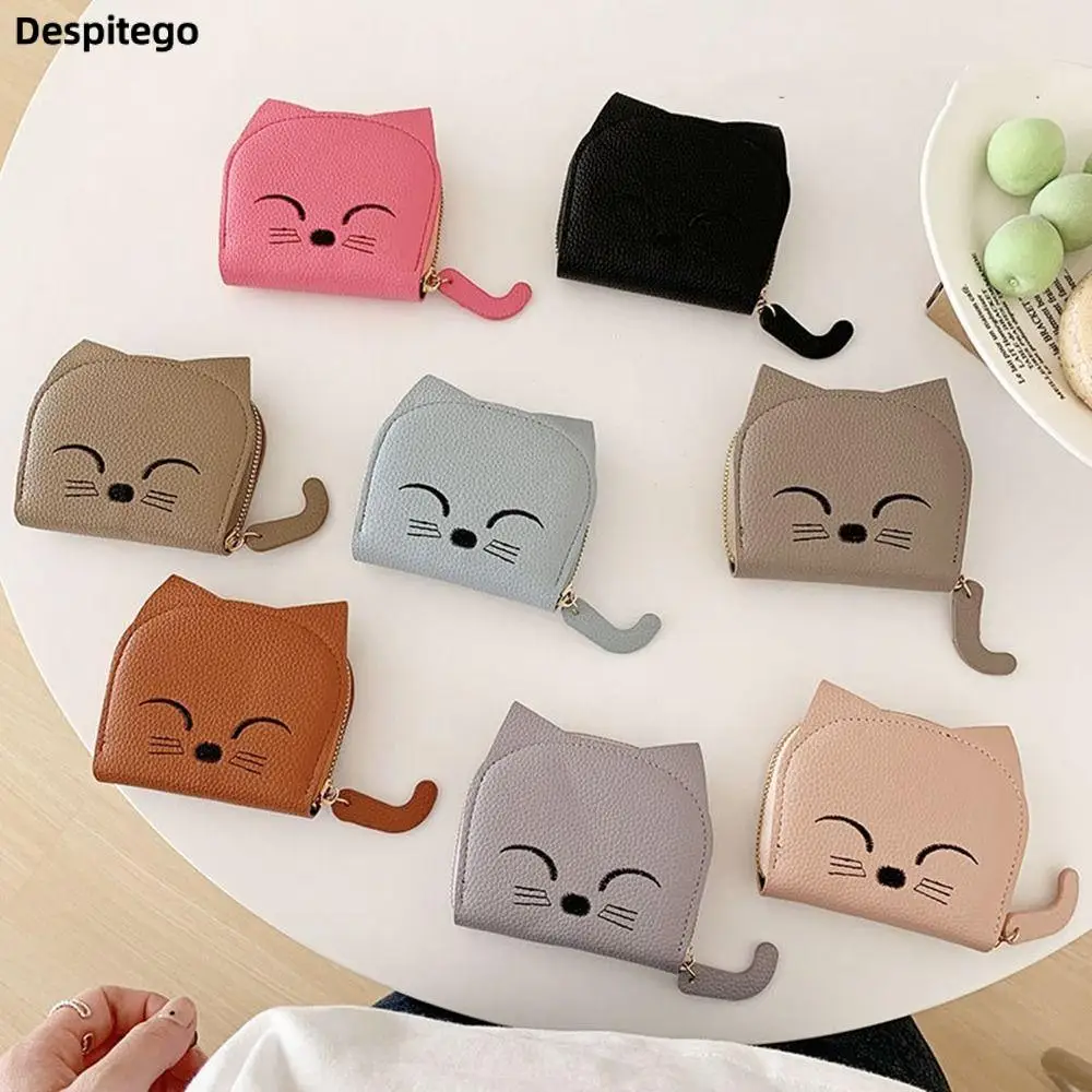 Portable Fashion PU Leather Coin Purse Multi-card Slot Change Bag Cute Cat Card Bag