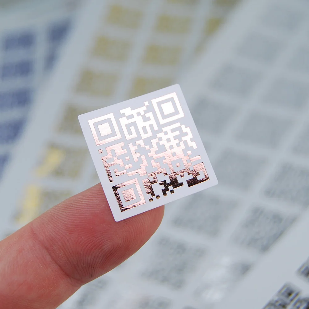 50pcs Personalized QR Code Gold Foil Sticker QR Code Stickers for Business Wedding Party Gift Tag Label Photo Upload event decor