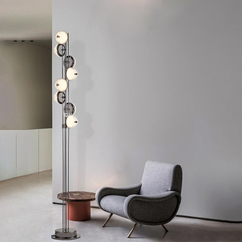 Nordic style luxury modern LED floor lamp wrought iron white acrylic lamp body warm white light easy to install hotel