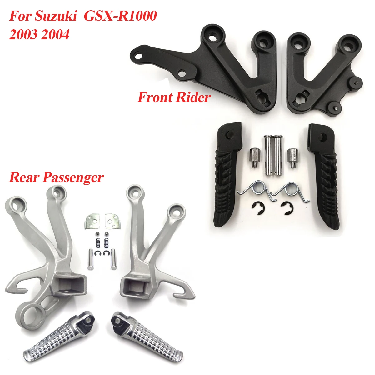 

For Suzuki GSXR1000 GSXR 1000 GSX-R 1000 2003 2004 Front Rider Rear Passenger Footrest Bracket Foot Pegs Footpegs Set Motorcycle