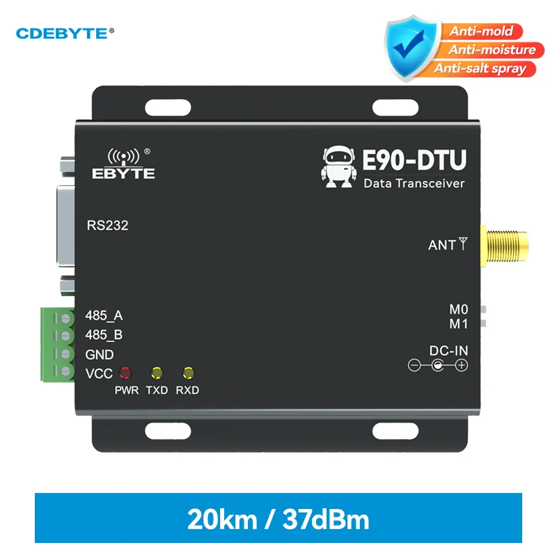 

LoRa long Range RS232 RS485 433mhz 5W IoT uhf CDEBYTE Wireless Transceiver Module Transmitter and Receiver E90-DTU(433L37)-V8