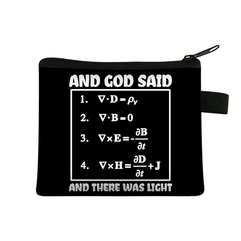 Math Formula Geometry Algebraic Print Coin Purse Science Physics Chemistry Wallet Women Men Purse ID Credit Card Money Coin Bags