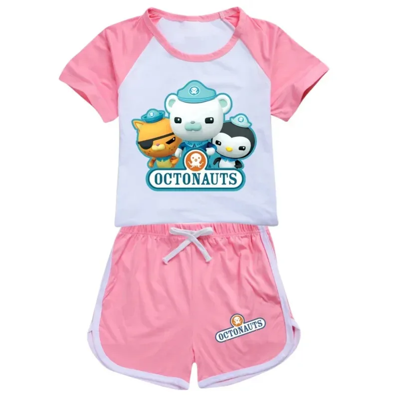 Filme octonauts bebê crianças roupas casuais esporte terno para meninos menina manga curta topos tshirt calças define crianças pijamas outfit