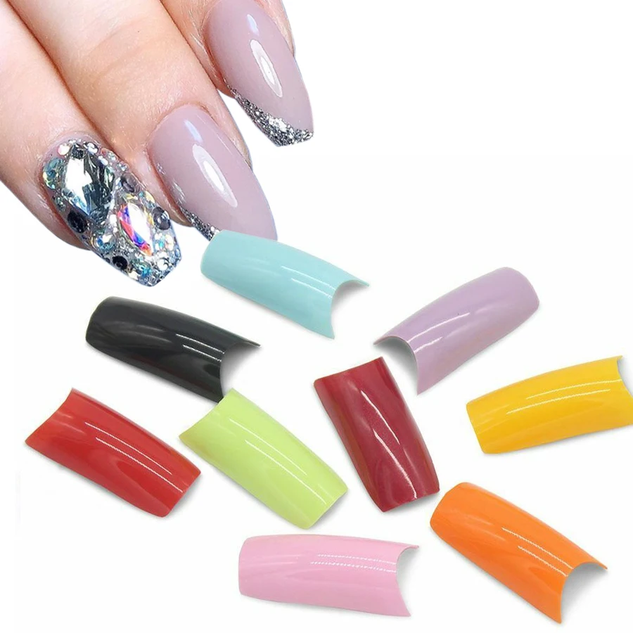 500Pcs Colorful French Nail Tips, False Nails for Nail Manicure Extension Acrylic UV Gel Nail