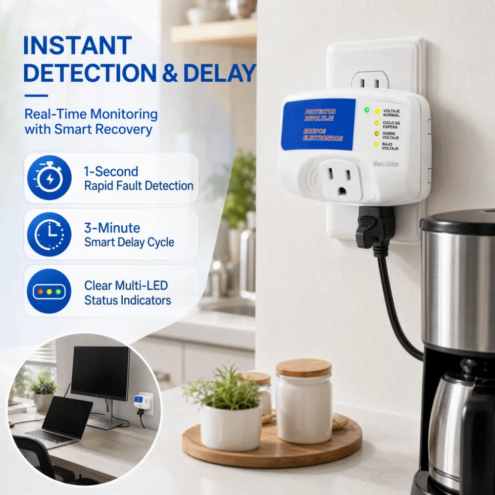 Single Outlet Surge Protector Outlet Diagnostic LEDs 15A Voltage Protector Plug Home Appliance Protector For Air Conditioners