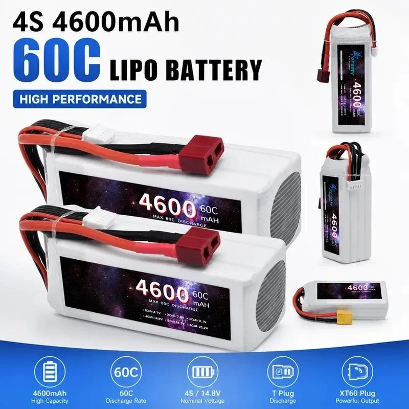[NEW]  for 14.8V Rechargeable Battery 60C 4600mAh Large Capacity Drone Model Aircraft Electric Toy High Rate Lithium Battery