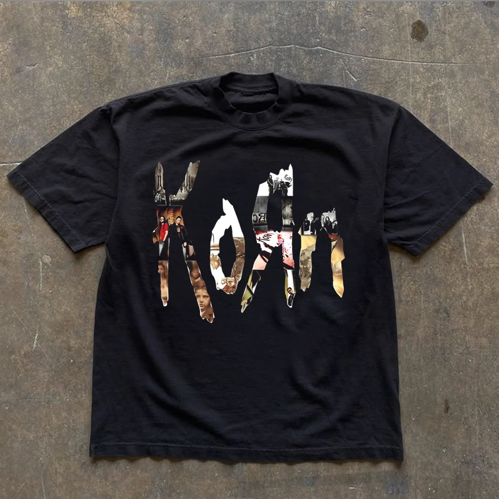 Korn Follow The Leader Cotton Printed T-Shirt Double-Sided Metal Band Tee Men's and Women's Oversize Couple Tee Harajuku Tops