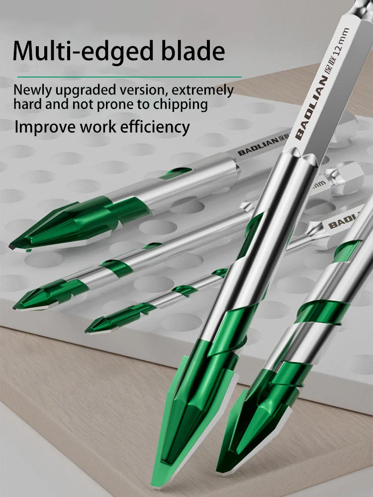 Tile drill bit, concrete electric drill, super-hard hexagonal handle eccentric triangular drill