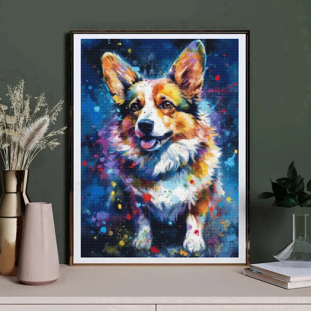 5D Diamond Painting Watercolor Graffiti Dog Full Round Diamond Mosaic Embroidery Animal Cross Stitch Set Art Wall Decoration