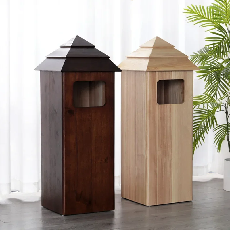 Solid Wood Commercial Garbage Bin Hotel and Restaurant Dustbin Large Capacity Toilet Storage Bucket Family Living Room