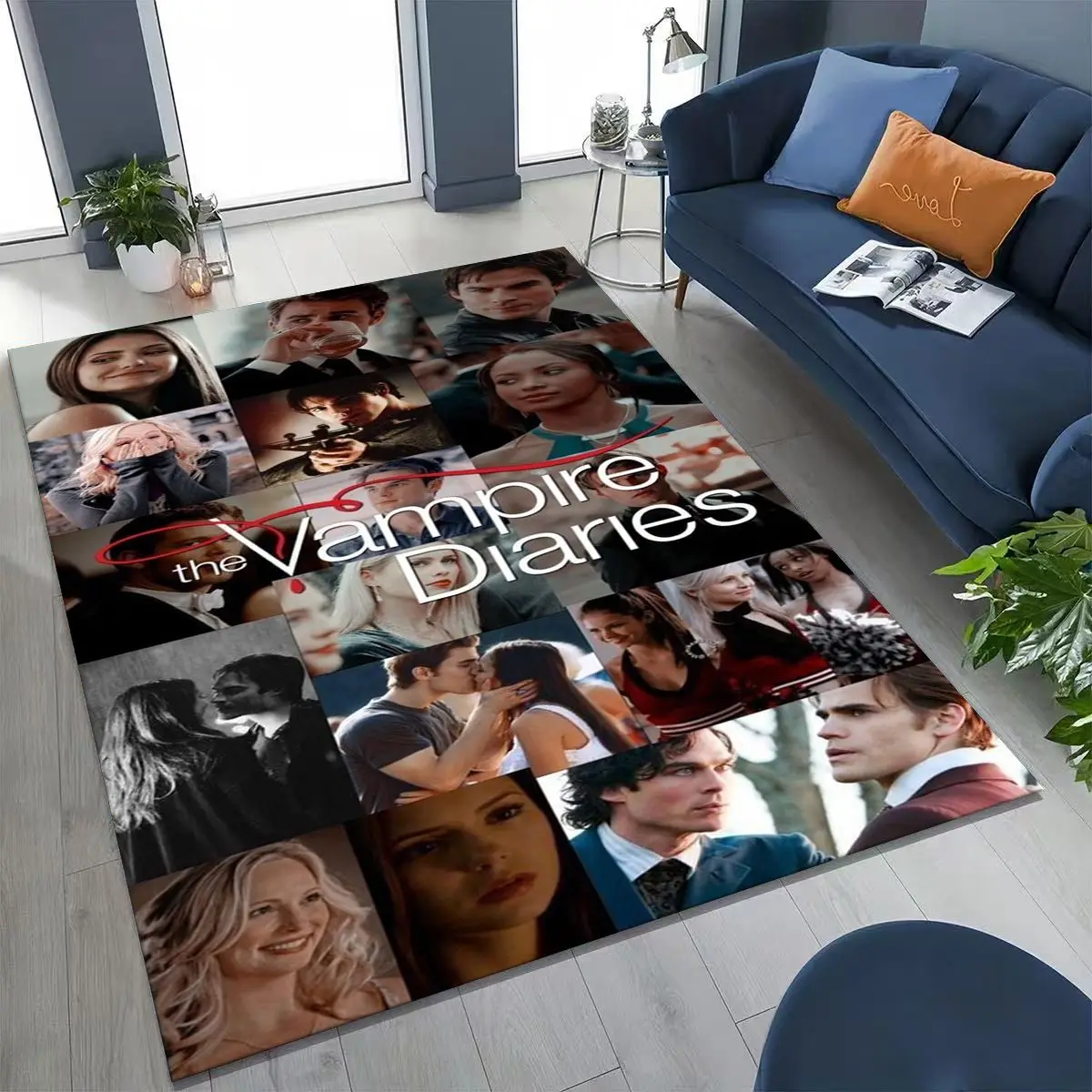 3D The Vampire Diaries Damon Salvatore Rug for Bedroom Living Room Sofa Home Doormat Decor, Large Kids Play Non-slip Floor Mat