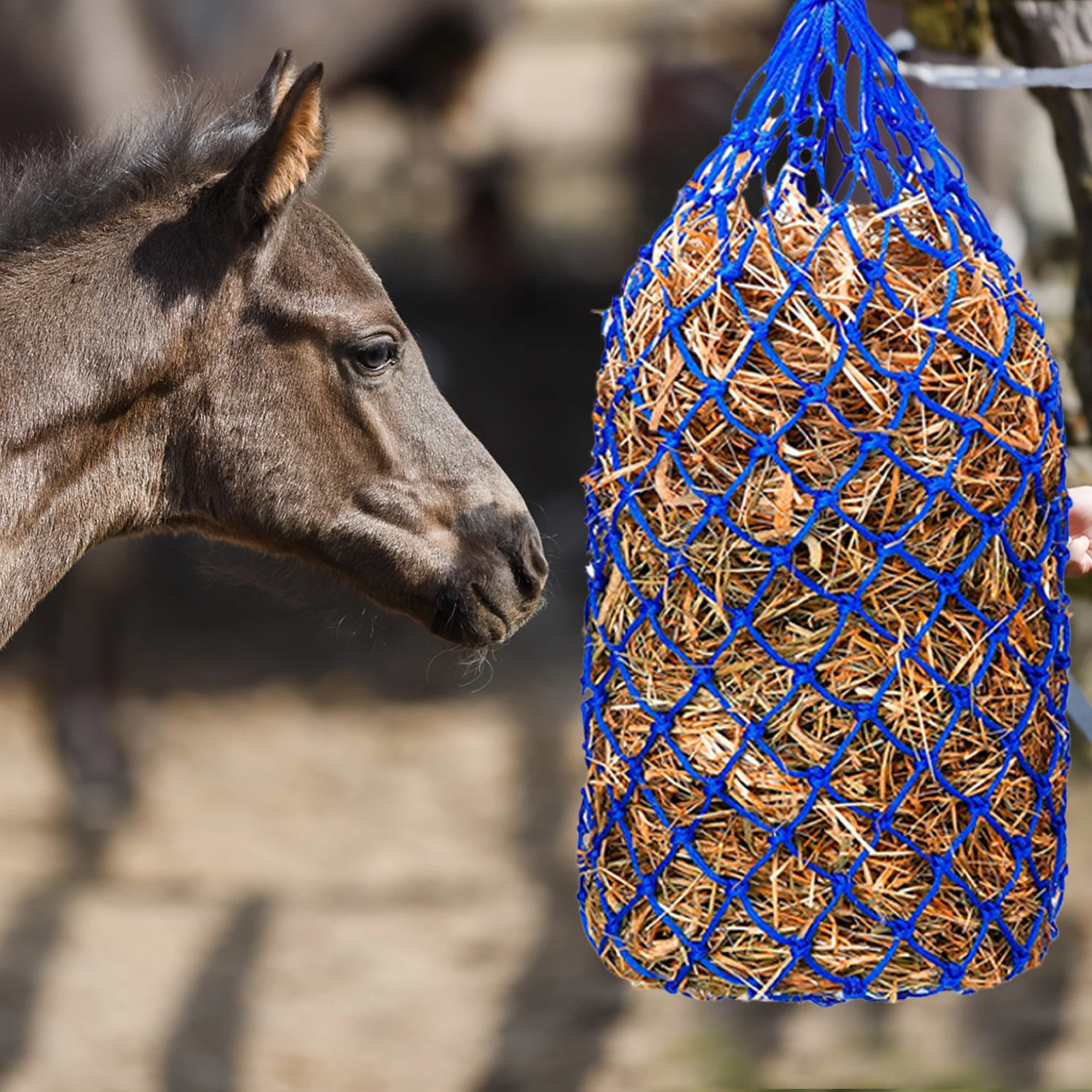 

Slow Feeder Horse Grass Bag Large Capacity Easy Clean Portable Mesh Design Hay Net Horse Nets Bags for Hay Holder