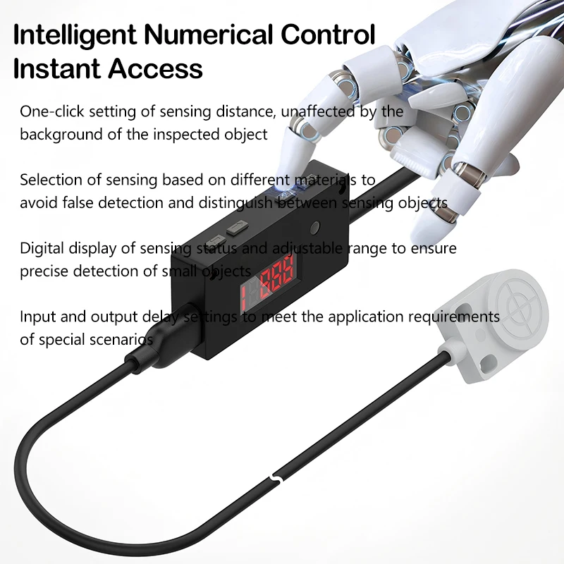 Numerical control precise distance-adjusting inductive proximity switch M8M12 three-wire 24V NPN normally open metal sensor