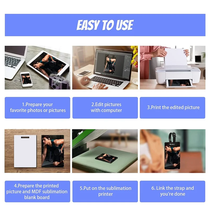 AB06 12 قطعة علامات الأمتعة فارغة التسامي الأبيض فارغة حقيبة سفر علامات الأمتعة مع حزام لهدايا عيد الميلاد