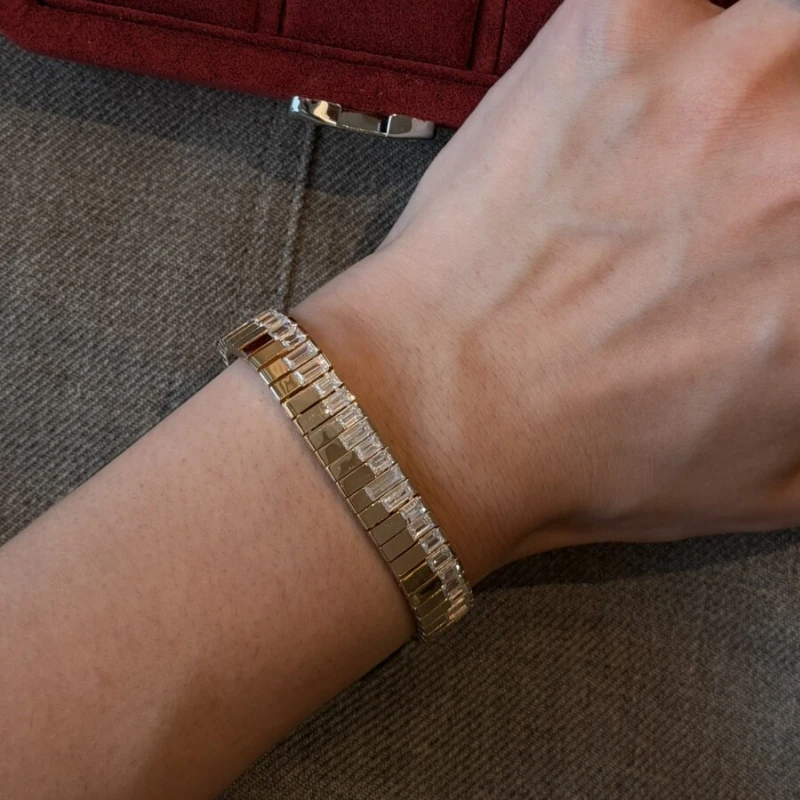 

Bellux Piano Key Bracelet 925 Silver High Carbon Diamond Plated White Gold Fine Jewelry Daily Wear Bracelet Gift