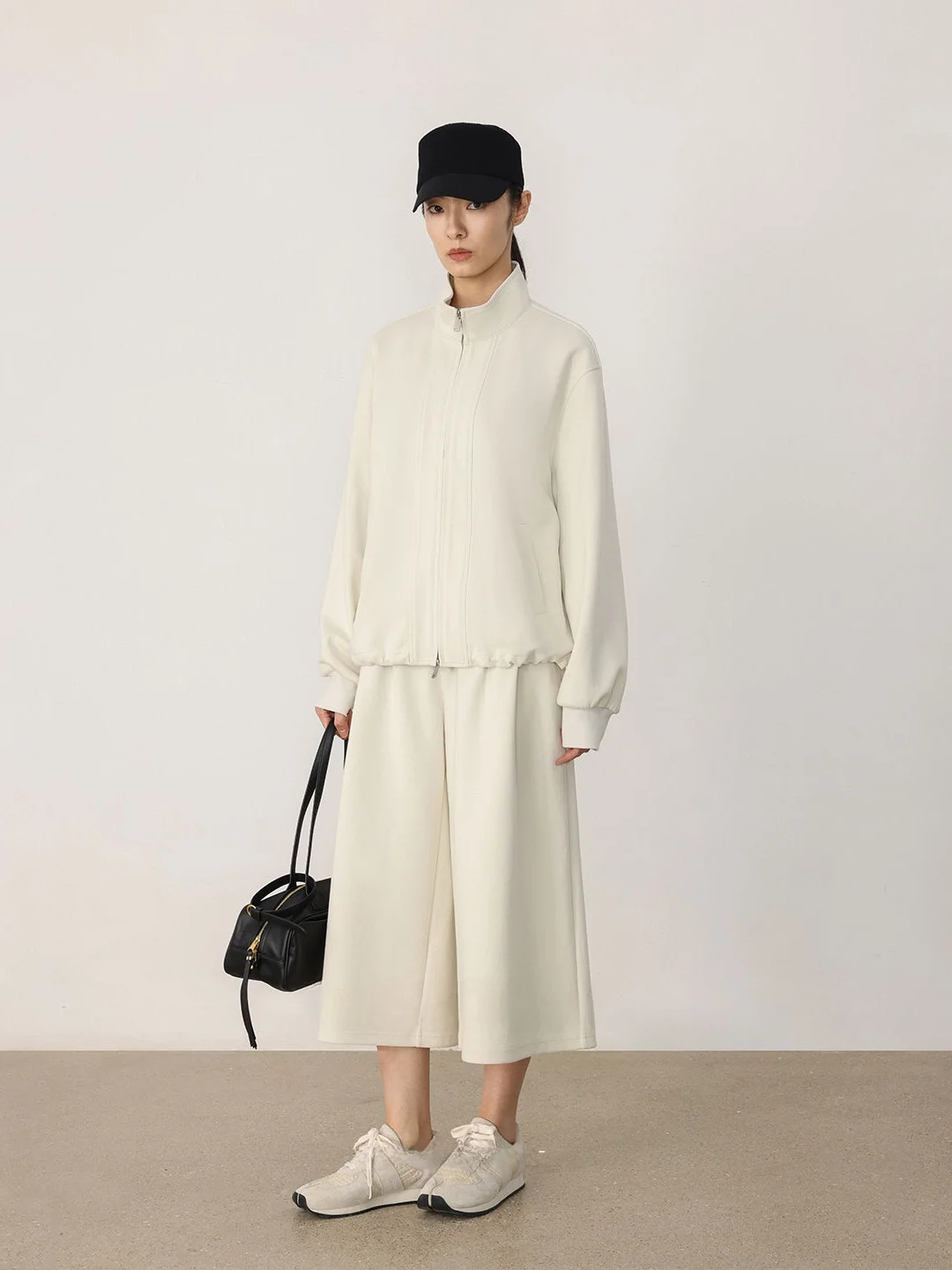 

the Soong Casual Sweatirt Set Double Knit oulder Sve Not Collapse Structured Spring Faion Women's Two-Piece Suit