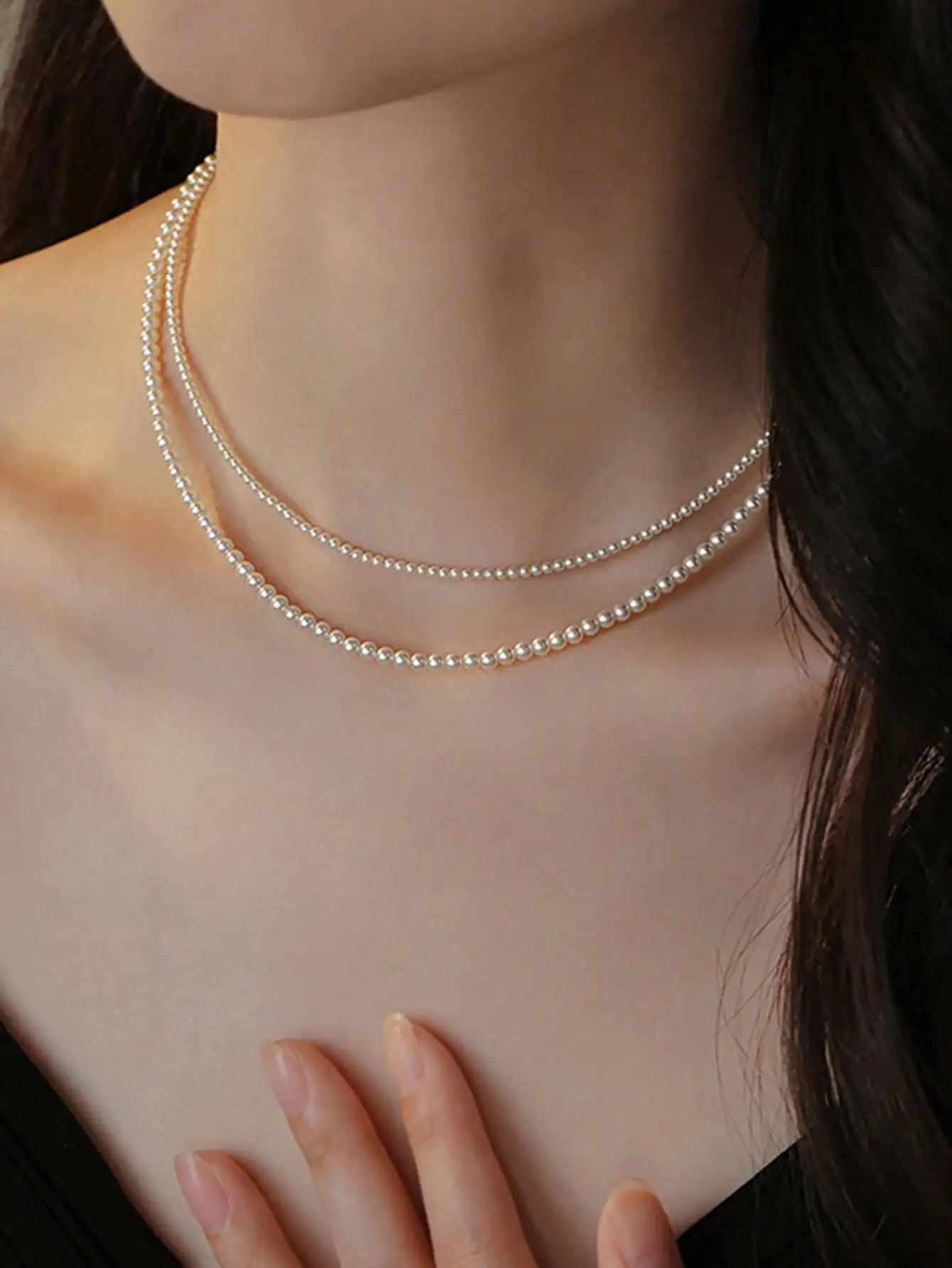 

Elegant S925 Sterling Silver Pearl Choker Necklace for Women