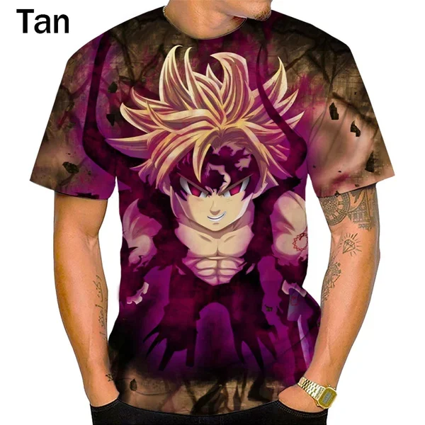 Summer Unisex Fashion Casual Short Sleeve Harajuku T-shirt Anime Seven Deadly Sins Meliodas 3D Printing Men T-shirt