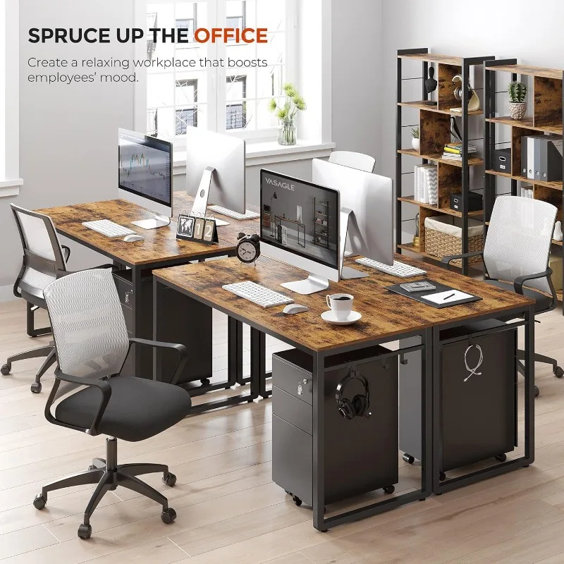 Computer Desk, Office Desk with 8 Hooks, for Study, Home Office, Easy Assembly, Industrial Design,