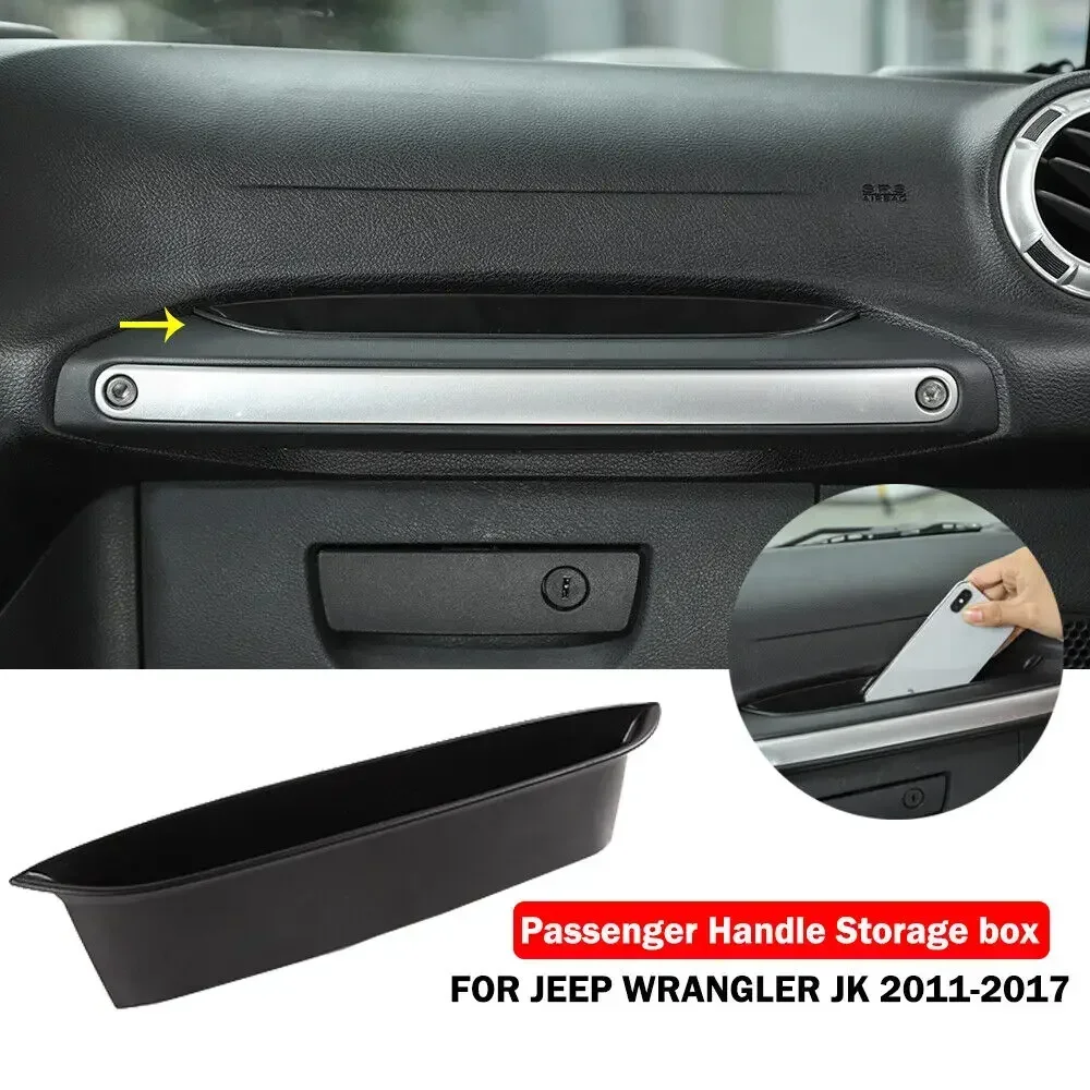 Car Organizer Handle Grab Storage Tray Box + Non-slip Mat Interior Organize Accessories For Jeep Wrangler JK Passenger 2011-2017