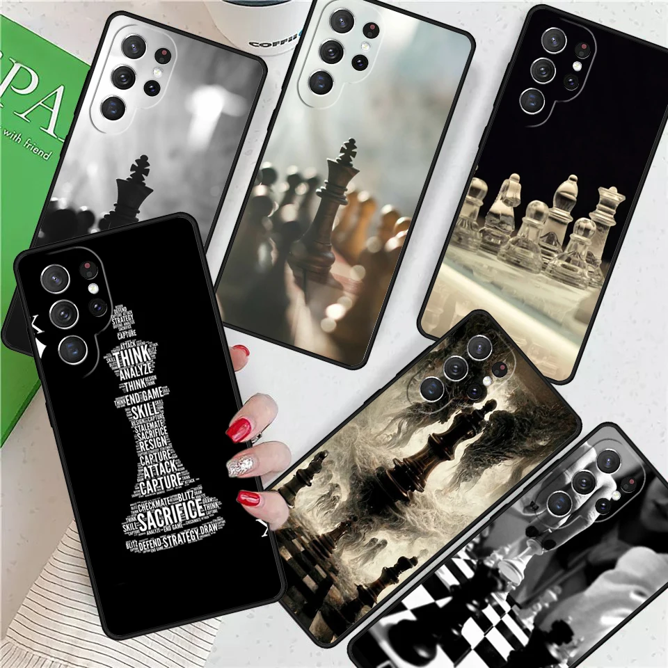 Glass Game Of Chess Game For Samsung Galaxy S24 Ultra S21 S22 S8 S9 S10E Note 10 20 Plus FE S23 Phone case Cover Coque