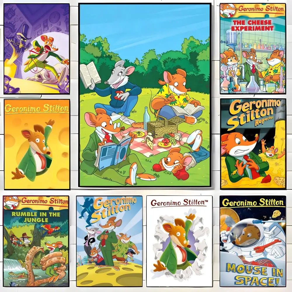 Póster de dibujos animados italianos G-Geronimo Stilton, pegatina de papel autoadhesiva artística impermeable, decoración de pared para cafetería, Bar y habitación