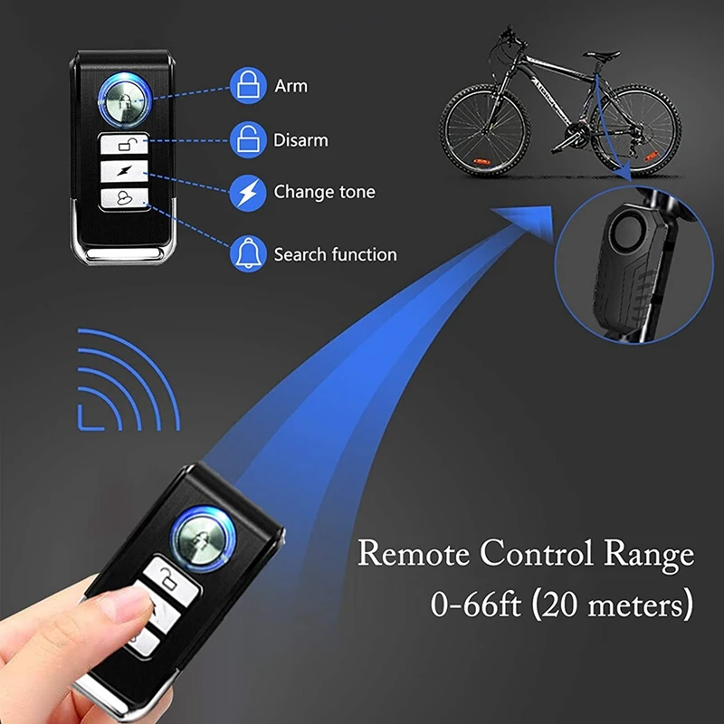 113DB Bike Alarm Wireless Vibration Motion Sensor Waterproof Motorcycle Alarm With Remote