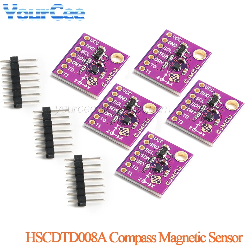 5pcs/1pc CJMCU-008 HSCDTD008A 3-Axis Magnetometer Compass Magnetic Sensor Module 3.3V-5V Micro Tesla LSB Replace HMC5883L