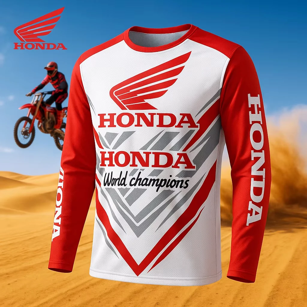 

Breathable Long Sleeve Honda Motorcycle Riding Jersey for Dirt Bike Enthusiasts Quick Dry Motocross Racing Gear for Off Road Top