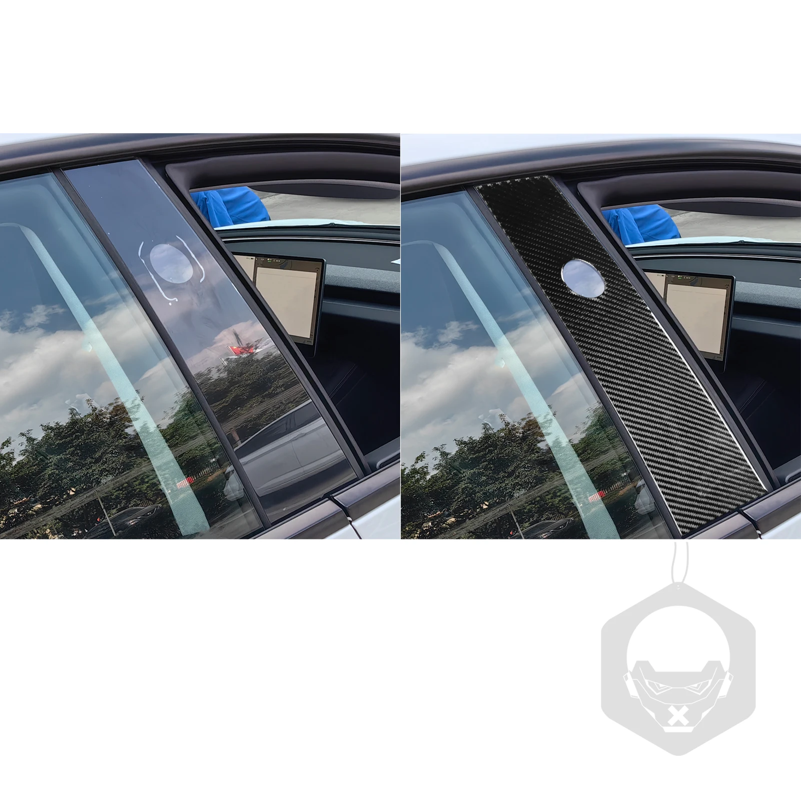 For Tesla Model 3 Highland 2024 Carbon Fiber Exterior Door B-pillar Cover Decorative Car Interior Decoration Accessories Sticker