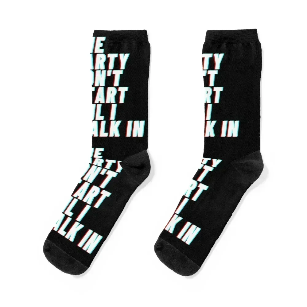 The Party Dont Start Til I Walk In Kesha Party Themed Art Print. Socks ankle men cotton high quality Women's Socks Men's