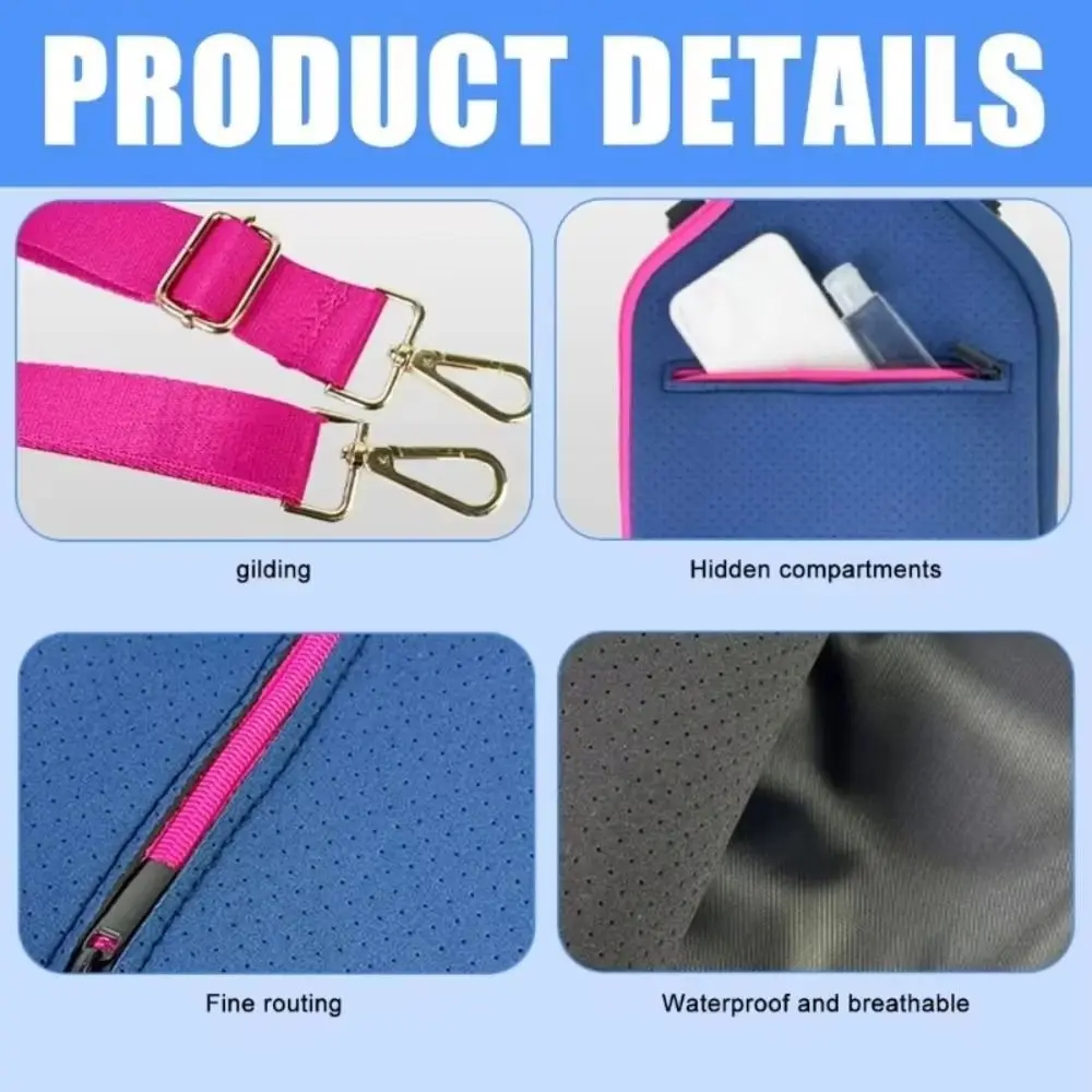 Large Capacity Pickleball Crossbody Bag Waterproof Zipper Closure Pickleball Paddle Cover Professional Adjustable Strap