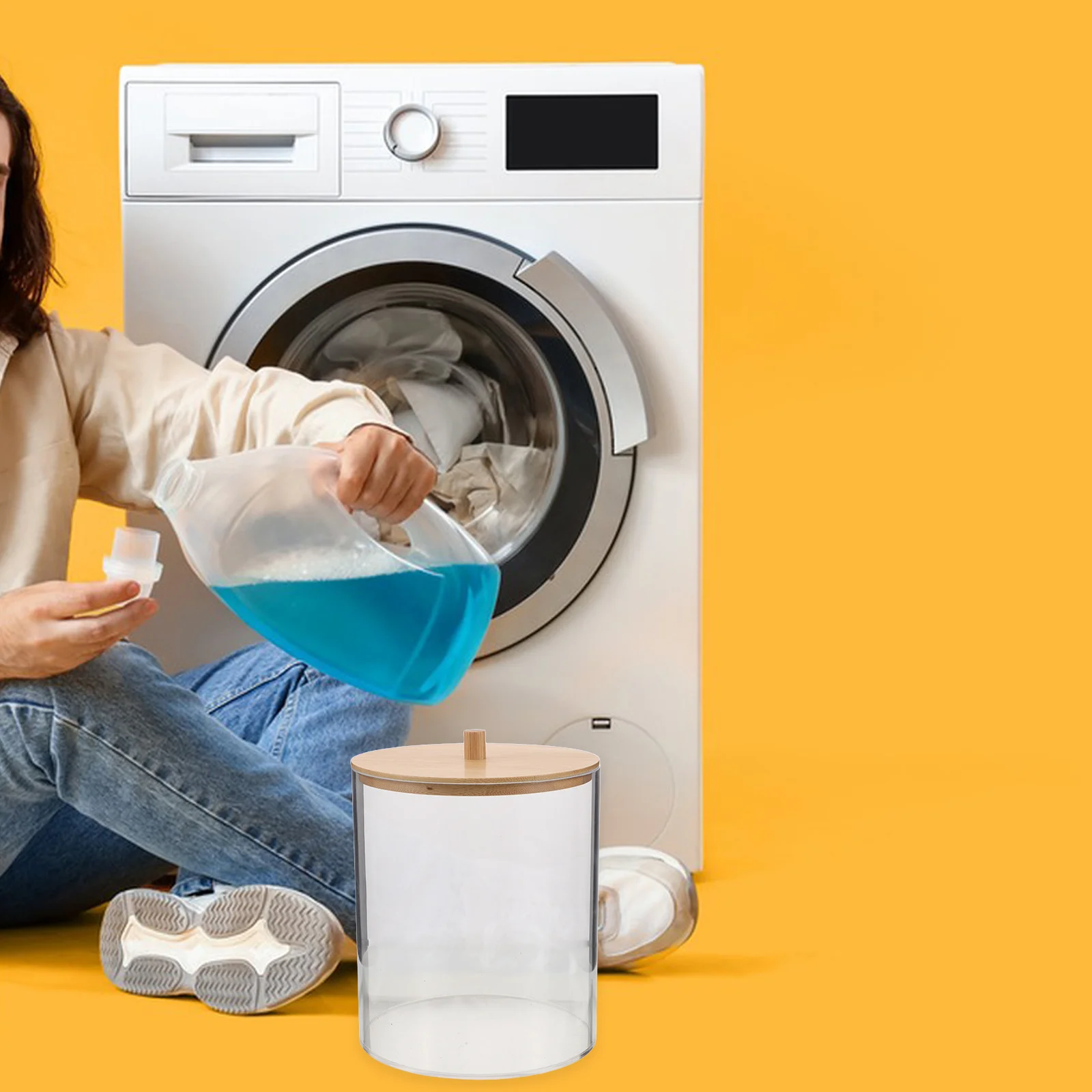 

Прозрачный акриловый держатель для сушильных листов с деревянной крышкой, прозрачный круглый диспенсер для салфеток, 27 этикеток, организация хранения в прачечной