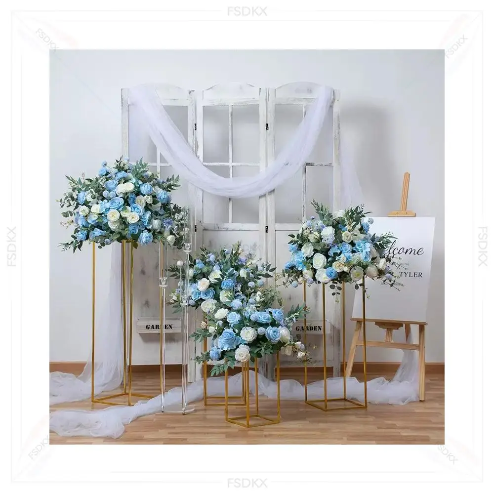 FSDKX High Quality Red Silk Roses Artificial Flower Ball Wedding Centerpiece Modern Style Table Decoration