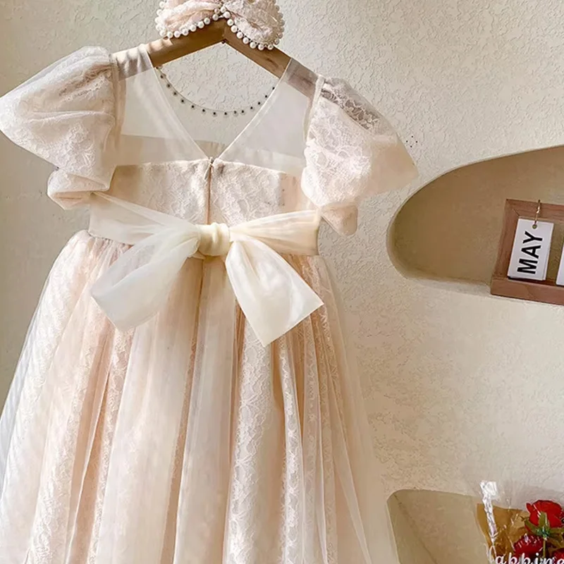

Baby Girls Mesh Dress Kids Sweet Lace Elegant Tulle Gown Princess Christmas Birthday Party Vestidos Kids Fashion Clothes 2-10Y