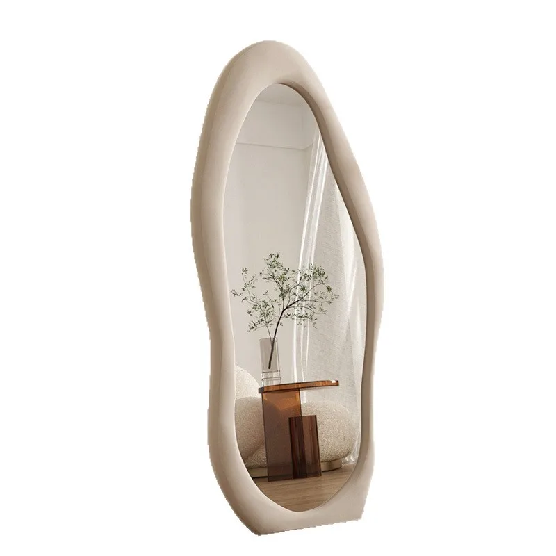 Internet celebrity full body floor mirror irregular cream ins wind full-length mirror home bedroom profiled view 5